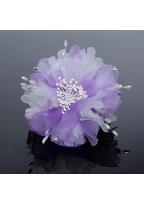 Pure Tulle Lilac Beautiful Imitation Pearls Hair Flower with Rhinestone