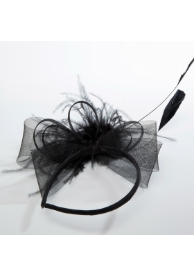 Simple Black Tulle Hairpins Birdcage Veils with Feather