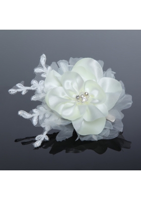Tulle and Lace Wedding Fascinators with Imitation Pearls