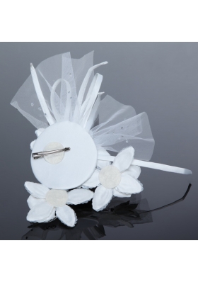 Tulle White Hair Flower with Rhinestone for Wedding