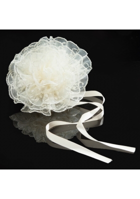 White Sash Organza Wedding Fascinators for Summer