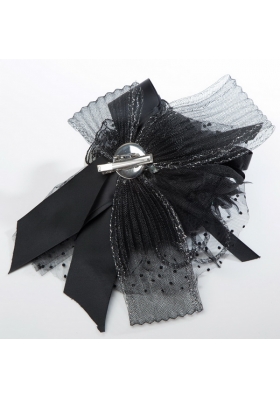 Black Rhinestone Feather Hair Ornament for Imitation Pearls