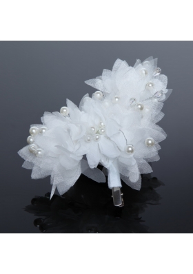 Imitation Pearls Tulle Outdoor Hair Ornament in Red