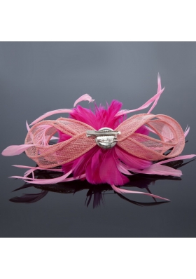 Pretty Pink Tulle Feather Flower Hairpin for Wedding