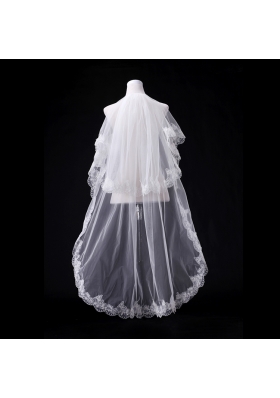 Elegant One-Tier Lace Edge Elbow Veils for Wedding Party