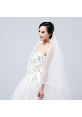 Fairy Two-Tier with Lace Angle Cut Edg Wedding Veils