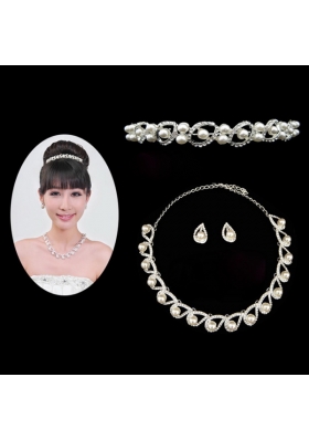 Gorgeous Alloy With Rhinestone Ladies' Necklace and Head piece