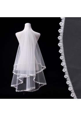 Graceful One-Tier Lace Edge Elbow Veils for Wedding Party