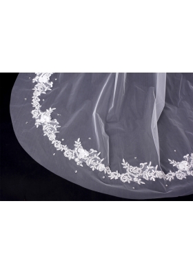 One-Tier Drop Veil Cut Edge 2014 White Bridal Veils