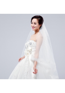 One-Tier Drop Veil  Scalloped Edge Angle Cut Wedding Veils