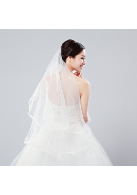 Two-Tier Tulle Bridal Veils with Ribbon Edge