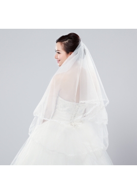 Two-Tier Tulle Bridal Veils with Ribbon Edge