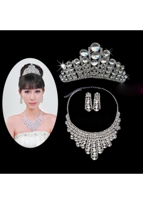 Vintage Style Rhinestones Alloy Jewelry Set Including Necklace And Tiara