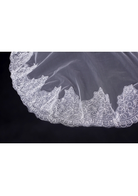 2014 One-Tier Tulle Lace Drop Veil Edge Bridal Veils