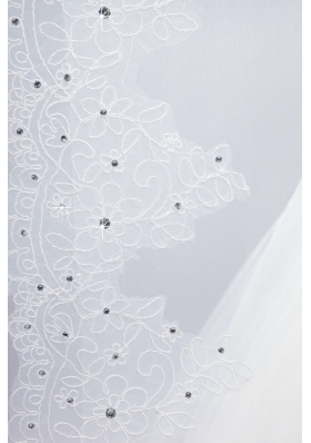 2014 One-Tier Tulle Lace Drop Veil Edge Bridal Veils