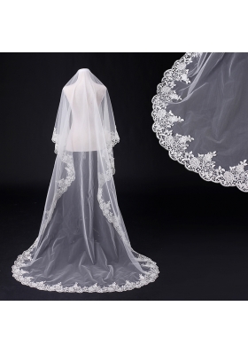 2014 One-Tier Tulle Wedding Veils with Scalloped Edge