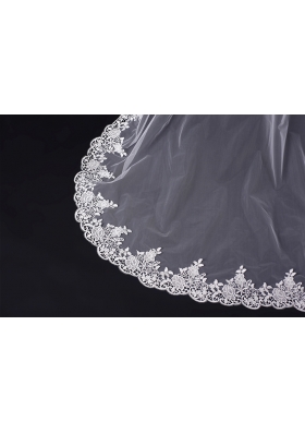 2014 One-Tier Tulle Wedding Veils with Scalloped Edge