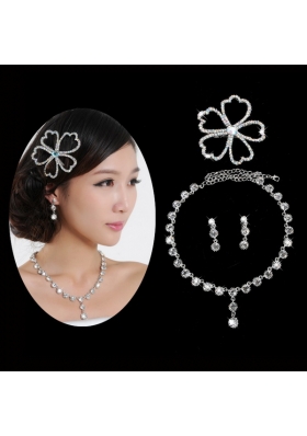 Imitation Pearl Wedding Jewelry sets in Silver  on Sale