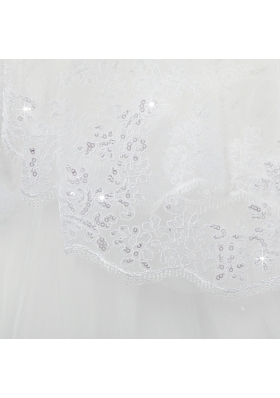 Two-Tier Tulle White Bridal Veils with Lace Edge