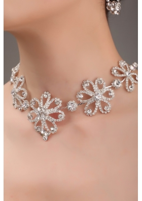 Alloy With Luxurious Rhinestone Jewelry Set Including Crown Necklace And Earrings