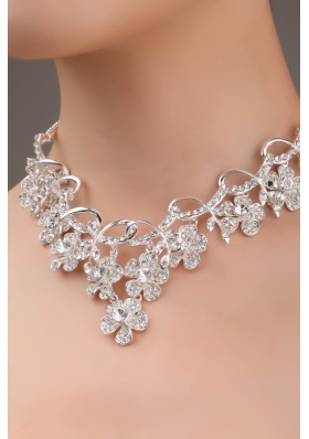 Elegant Alloy and Rhinestone Tiara and Necklace