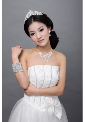 Exquisite Alloy With Rhinestone Pearl Ladies' Jewelry Sets