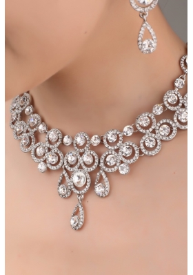 Luxurious Rhinestone and Alloy Dignified Ladies' Tiara and Necklace