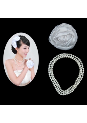 Shimmering Ladies Pearl Necklaceand Headpiece Jewelry Set