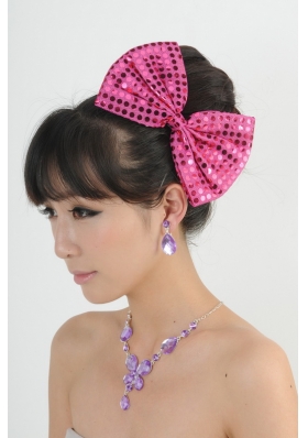 Alloy With Elegant Rhinestone Jewelry Set Including Necklace And Colorful Bowknot