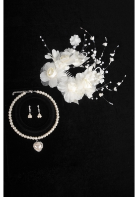 Charming Jewelry Set with Headpiece Immitation Pearl Necklace And Earrings