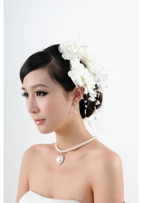 Charming Jewelry Set with Headpiece Immitation Pearl Necklace And Earrings