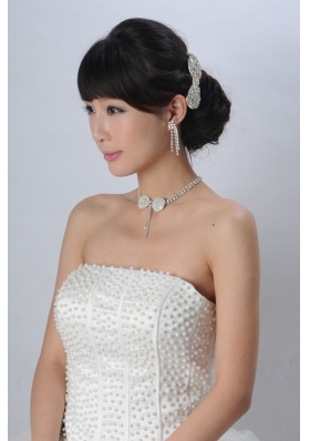 Dreamlike Artistic Crystal Necklace Bracele And Hair Bowknot