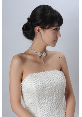 Dreamlike Artistic Crystal Necklace Bracele And Hair Bowknot