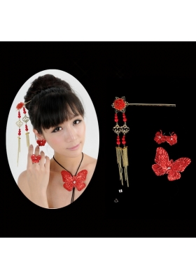 Gorgeous Red Vintage Style Alloy Ladies' Jewelry Sets