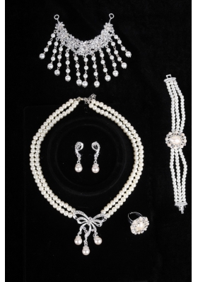 Gorgeous Wedding Jewelry Set Including Necklace Earrings and Ring