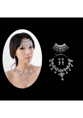 Dazzling Alloy Jewelry Set Necklace And Headpiece