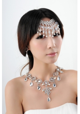 Dazzling Alloy Jewelry Set Necklace And Headpiece
