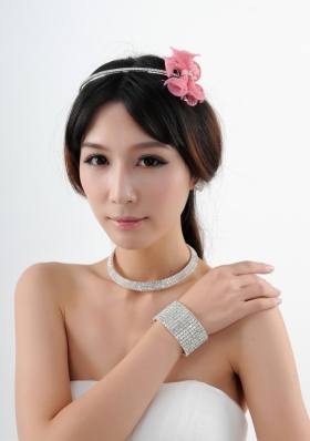 Fashion Nacklace and Headpiece Jewelry Sets in Round Shape