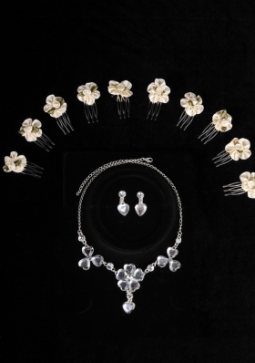 Gorgeous Dazzling Rhinestone Jewelry Set Necklace And Headflower