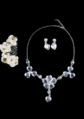 Gorgeous Dazzling Rhinestone Jewelry Set Necklace And Headflower