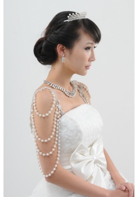 Imitation Pearl Necklace Earing and Tiara Jewelry Sets