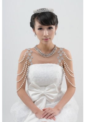 Imitation Pearl Necklace Earing and Tiara Jewelry Sets