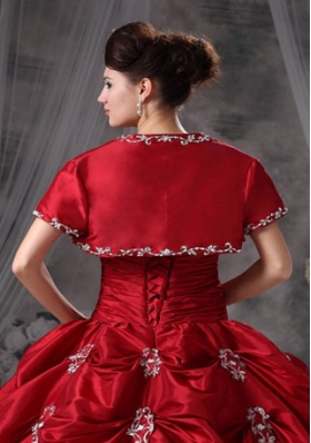 Beautiful Open Front Red Quinceanera Jacket with Appliques