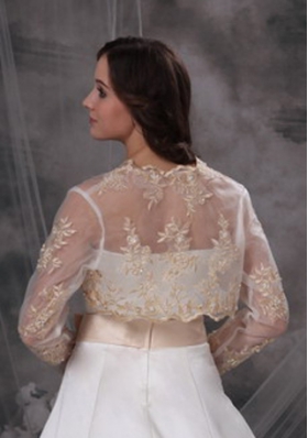 Champane Long Sleeves Jacket With Embroidery