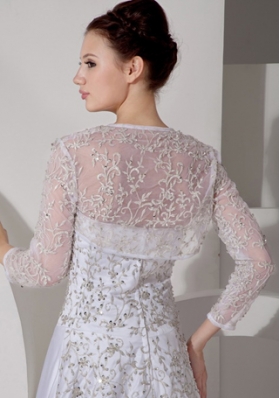 Embroidery 3/4 Sleeves Jacket With Lace