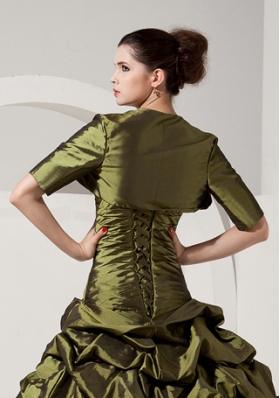 Inexpensive Olive Green Quinceanera Jacket with Short Sleeves