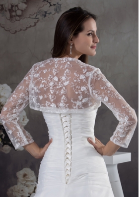 White Long Sleeves  Jacket With Lace