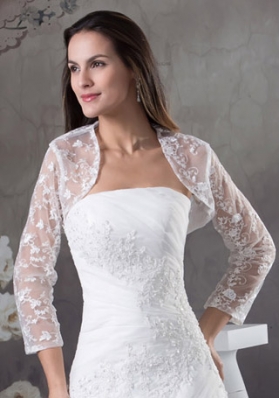 White Long Sleeves  Jacket With Lace