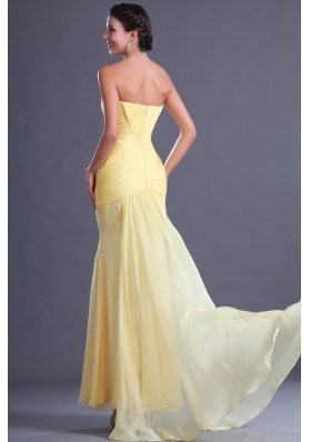 2014 Inexpensive V-neck Column Prom Dress with Beading