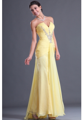 2014 Inexpensive V-neck Column Prom Dress with Beading